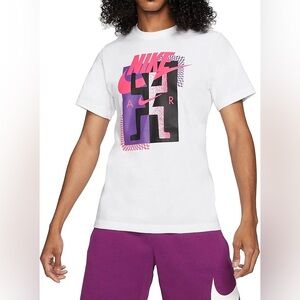 NEW Nike Air White with Pink and purple Short Sleeve Tee with Geometric Graphic